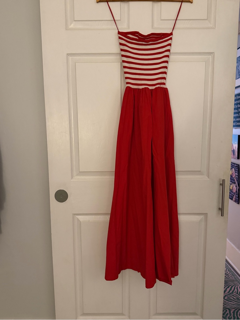Red Striped Bodice Maxi Dress